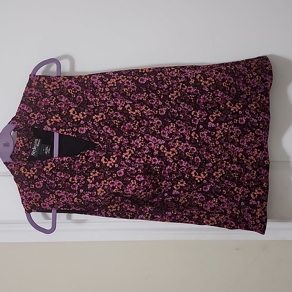 STYLE & CO WOMAN Sleeveless Pink, Purple & Orange Flowered Top Size 1X